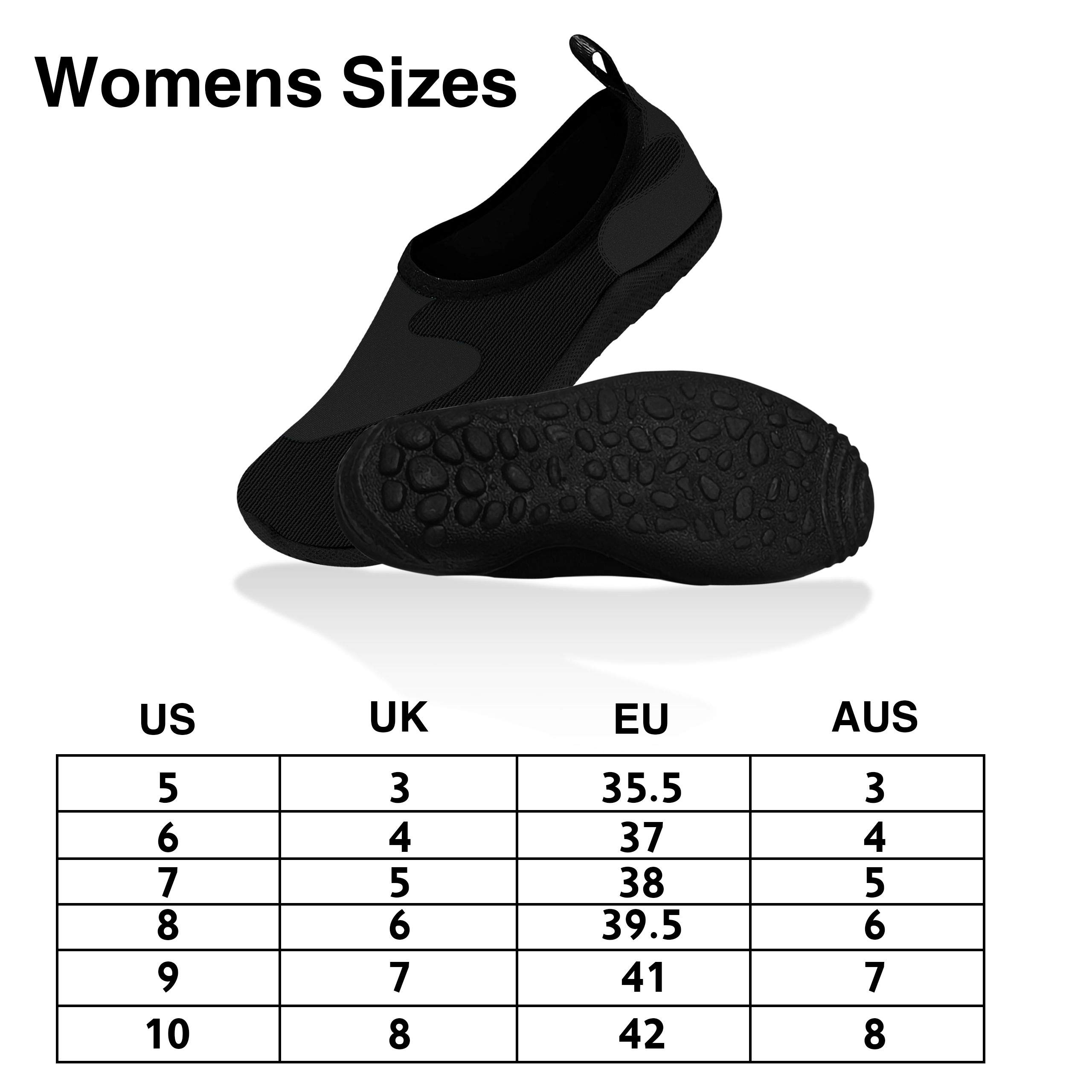 Water Gear Womens Water Shoes - Swimming and Snorkeling - Non-Slip Technology for Foot Safety - Comfortable and Secure Fitting - Black Size 9