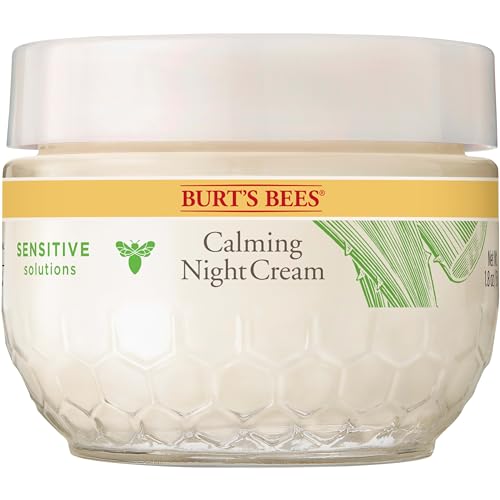 Burt’s Bees Gentle Night Cream Moisturizer for Face & Sensitive Skin - Made with Aloe Vera & Rice Milk to Soothe Skin, Dermatologist Tested (1.8 oz)