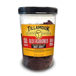 tillamook country smoker real hardwood smoked silver dollar beef jerky, old fashioned, 13 ounce