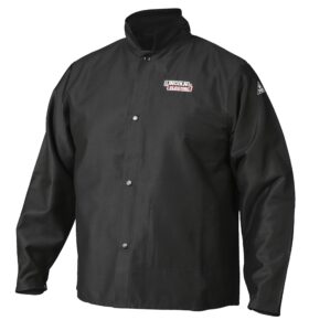 lincoln electric premium flame resistant (fr) cotton welding jacket | comfortable | black | medium | k2985-m