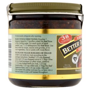 Better Than Bouillon Vegetarian No Beef Base, Made with Seasoned Vegetables, Certified Vegan, Makes 9.5 Quarts of Broth, 38 Servings 8 Ounce (Pack of 1)