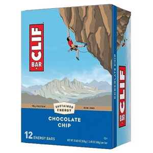 clif bar - chocolate chip - made with organic oats - 10g protein - non-gmo - plant based - energy bars - 2.4 oz. (12 pack)