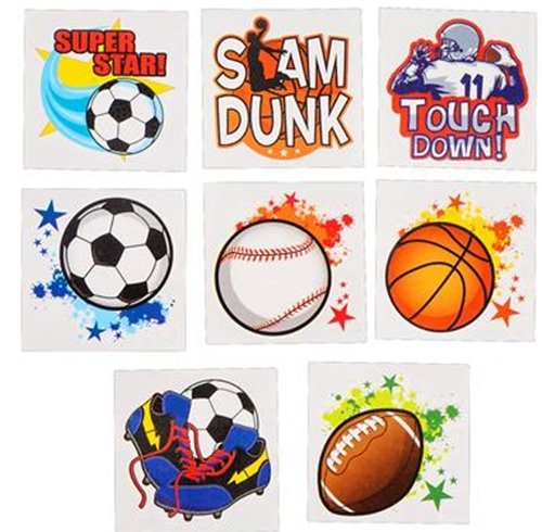 Assorted Sports Tattoos Package of 144