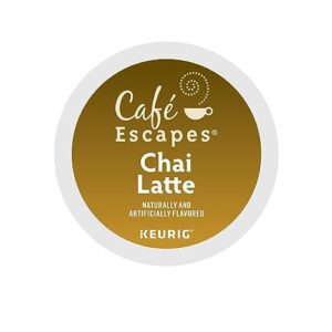 Cafe Escapes, Chai Latte Tea Beverage, Single-Serve Keurig K-Cup Pods, 48 Count (2 Boxes of 24 Pods)