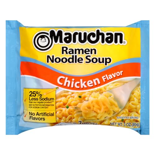 Maruchan Ramen Less Sodium Chicken, 3.0 Oz, Pack of 24