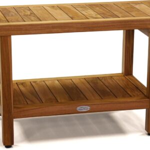 AquaTeak The Original 30" Spa Teak Shower Bench with Shelf