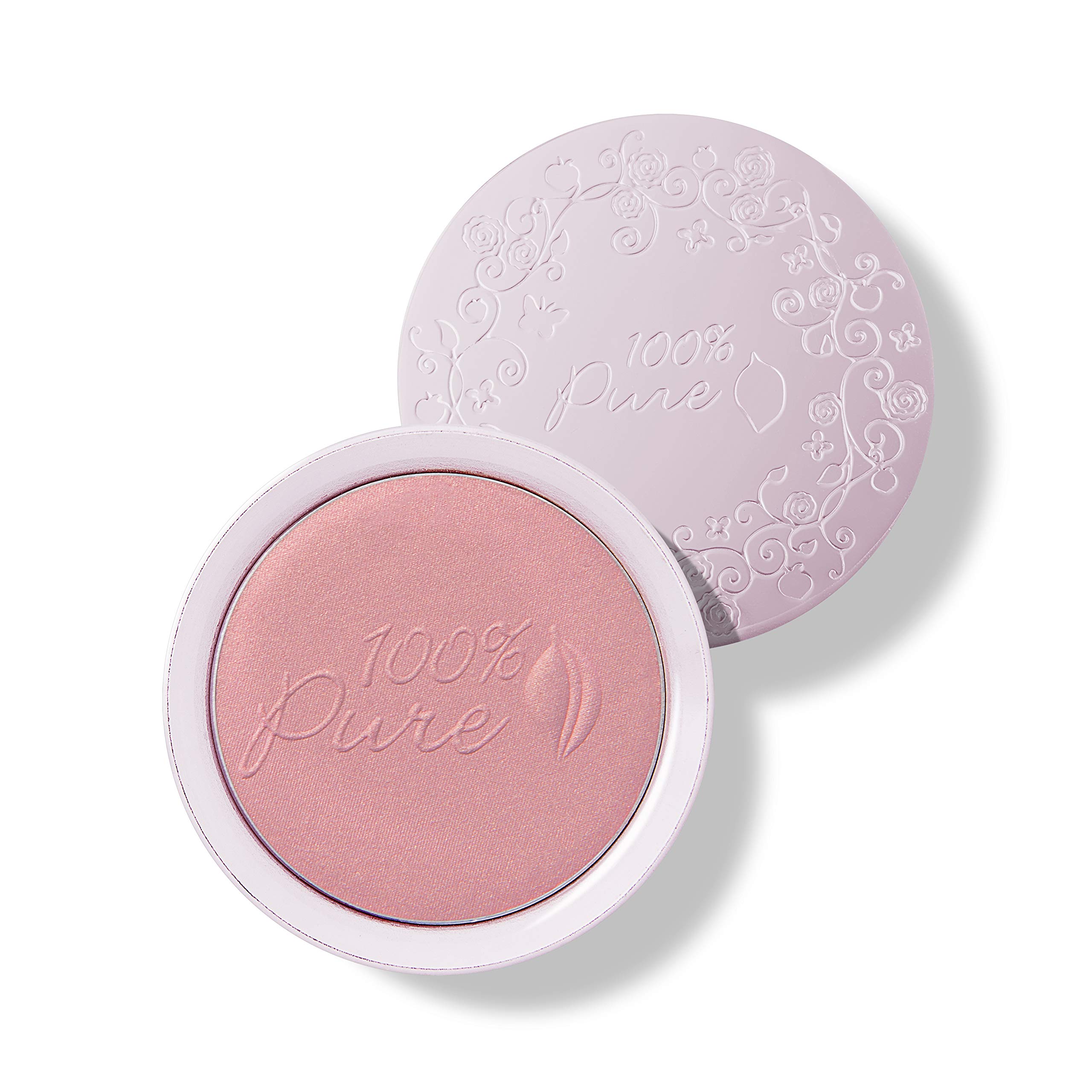 100% PURE Powder Blush (Fruit Pigmented), Chiffon, Soft Shimmery Finish, Nourishes Skin w/Rosehip Oil, Cocoa Butter, Natural Makeup (Soft Pink) - 1.81 oz