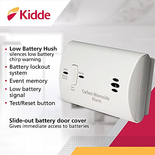 Kidde Carbon Monoxide Detector, Battery Powered CO Alarm with LEDs, Test-Reset Button, Low Battery Indicator, Portable