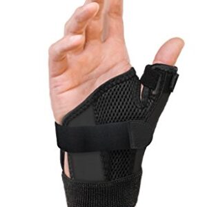MUELLER Adjust-to-Fit Thumb Stabilizer - Unisex, Black, One Size Fits Most, Ideal for De Quervains Tenosynovitis Brace, Thumb Brace for Arthritis Pain and Support, Can be Worn on Both Hands, Black