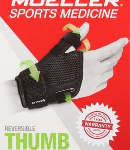 MUELLER Adjust-to-Fit Thumb Stabilizer - Unisex, Black, One Size Fits Most, Ideal for De Quervains Tenosynovitis Brace, Thumb Brace for Arthritis Pain and Support, Can be Worn on Both Hands, Black