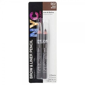 nyc brow and liner pencil set, dark brown 1 pair