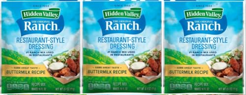 Hidden Valley Buttermilk Ranch Salad Dressing & Seasoning Mix, Gluten Free - Pack of 3