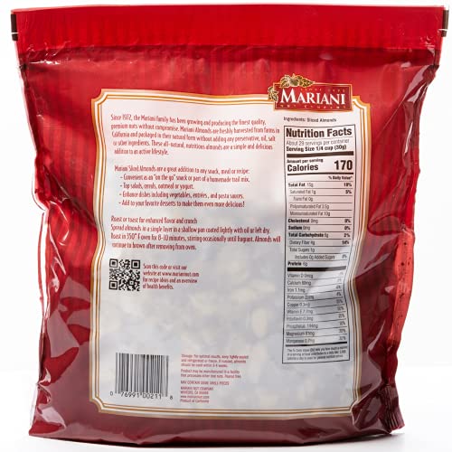 Mariani Nut - Sliced Premium California Almonds - Gluten Free, Kosher Certified - Stand Up 2lb Bag (Pack of 1)