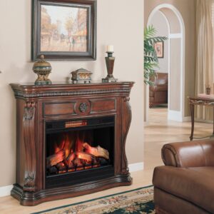 ClassicFlame Lexington Wall Fireplace Mantel, Empire Cherry (Electric Fireplace sold separately)