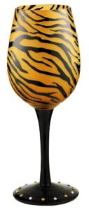 bottom's up 15-ounce tiger gold handpainted wine glass