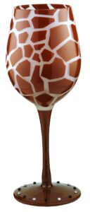 bottom's up 15-ounce giraffe handpainted wine glass