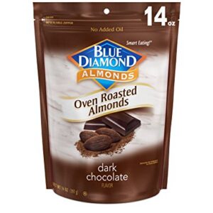 Blue Diamond Almonds Oven Roasted Dark Chocolate Flavored Snack Nuts, 14 Oz Resealable Bag (Pack of 1)