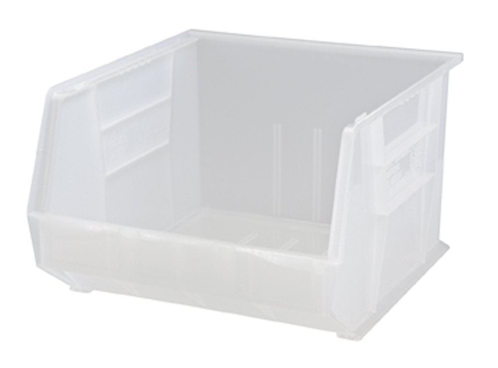 Quantum QUS270CL Ultra Stack and Hang Bin, 18" Length x 16-1/2" Width x 11" Height, Clear, Pack of 3