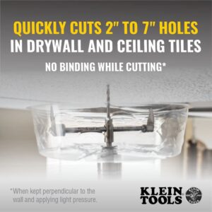 Klein Tools 53731 Hole Saw, Adjustable Saw Cutter with Dust Shield for Cutting Drywall and Ceiling Tile for Recessed Lights