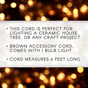 Darice Accessory Cord with One Bulb Light, 6’ Cord, Brown – Single Bulb Replacement Cord with On/Off Switch, Plugs into Electrical Outlets, Perfect Craft and Holiday Blow Mold Light