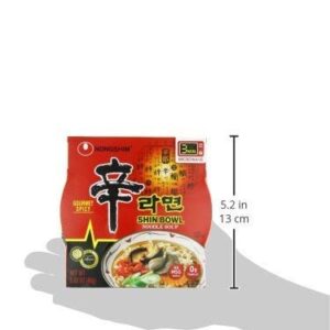 Nongshim Gourmet Spicy Shin Noodle Soup Bowl, 12 Pack, Microwaveable Ramyun Soup Noodles, No MSG Added