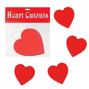 beistle printed heart cutouts, 4”, red, 10 piece pack