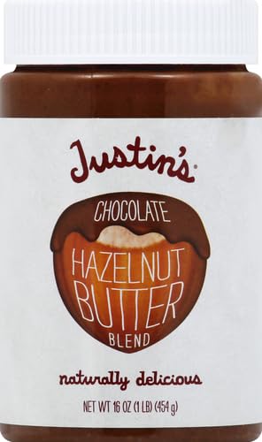 Justin's Chocolate Hazelnut and Almond Butter, Organic Cocoa, No Stir, Gluten-free, Responsibly Sourced, 16 Ounce (Pack of 1)