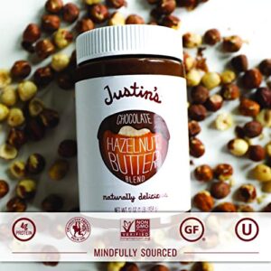 Justin's Chocolate Hazelnut and Almond Butter, Organic Cocoa, No Stir, Gluten-free, Responsibly Sourced, 16 Ounce (Pack of 1)