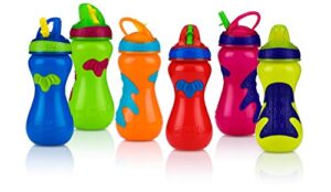 nuby flip-it top gator grip plastic sipper, 15 ounce, colors may vary