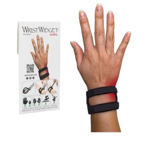 WristWidget® (Black Adjustable Wrist Brace for TFCC Tears, One Size fits most. For Left and Right Wrists, Support for Weight Bearing Strain, Exercise