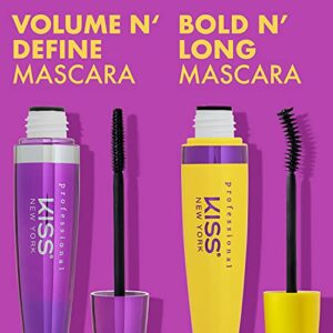 Kiss New York Volume N’ Define Mascara, No Flaking, No Smudging, No Clumping, Water-Resistant Long Wearing Mascara (Very Black)