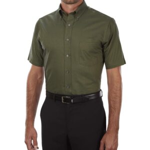 Van Heusen Men Short-Sleeve Wrinkle-Resistant Oxford (56850) - Dark Green - XX-Large