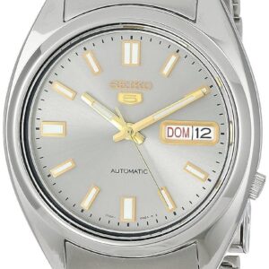 SEIKO SNXS75 Automatic Watch for Men 5-7S Collection - Striking Silver Dial with Day/Date Calendar, Luminous Hands, Stainless Steel Case & Bracelet