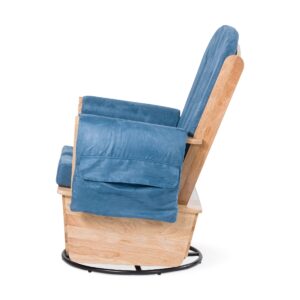 Foundations SafeRocker Glider Rocker Chair with Steel Swivel for Nursery or Daycare, Solid Wood and Steel Base, Durable Microfiber, Side Storage Pockets, Can be Removed and Laundered (Blue)