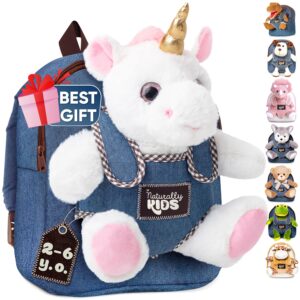 naturally kids unicorn backpack, unicorn toys for girls age 4-6, toys for 3 year old girl gifts birthday