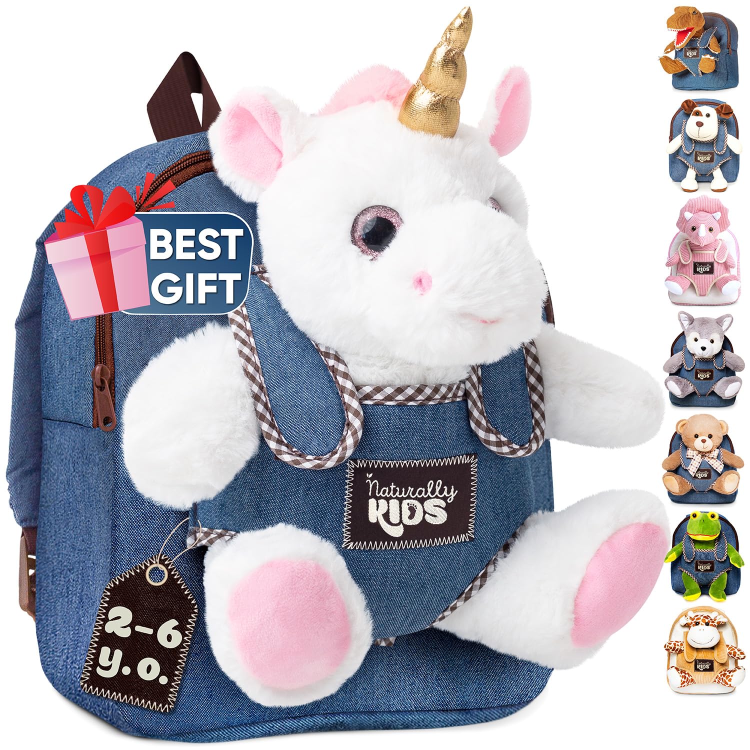 Naturally KIDS Unicorn Backpack, Unicorn Toys for Girls Age 4-6, Toys for 3 Year Old Girl Gifts Birthday