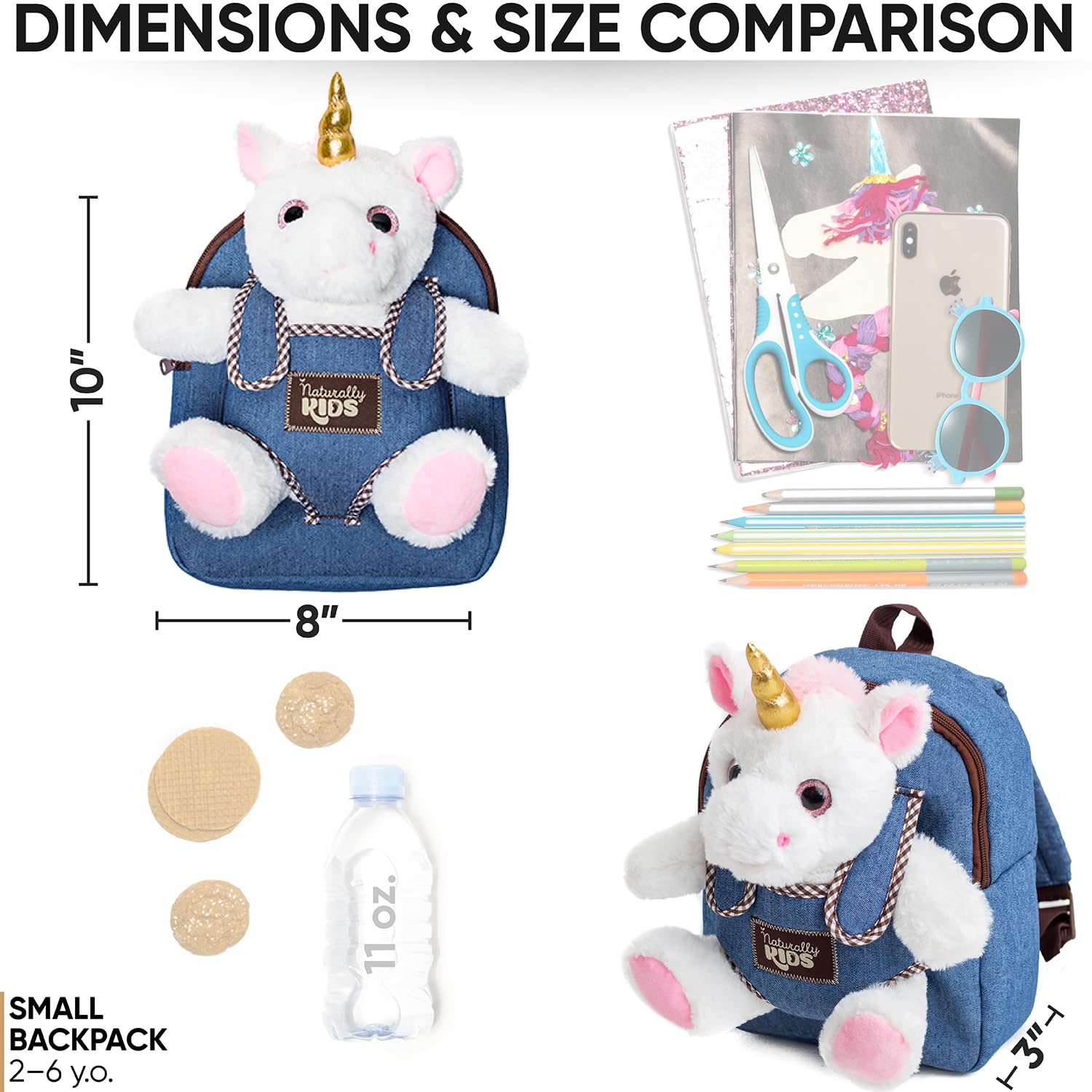 Naturally KIDS Unicorn Backpack, Unicorn Toys for Girls Age 4-6, Toys for 3 Year Old Girl Gifts Birthday