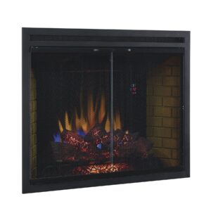 classicflame 39eb500grs 39" traditional built-in electric fireplace insert with glass door and mesh screen, dual voltage option