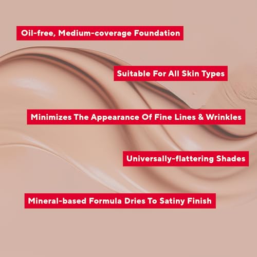 Mirabella Skin Tint Creme Liquid Foundation, Oil-Free Mineral Foundation with Medium Coverage Delivers Age-Defying Benefits and Hydration with Hyaluronic Acid, Squalane, & Allantoin