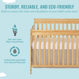 Dream On Me Ashton 4-In-1 Convertible Crib In Natural, Greenguard Gold, JPMA Certified, Non-Toxic Finishes, Features 4 Mattress Height Settings, Made Of Solid Pinewood