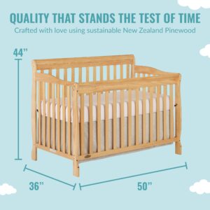 Dream On Me Ashton 4-In-1 Convertible Crib In Natural, Greenguard Gold, JPMA Certified, Non-Toxic Finishes, Features 4 Mattress Height Settings, Made Of Solid Pinewood