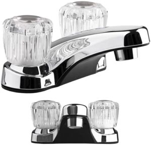 dura faucet df-pl700a-cp rv bathroom sink faucet with clear acrylic knobs - 2-handle (chrome)