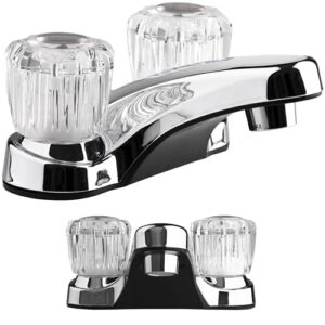 Dura Faucet DF-PL700A-CP RV Bathroom Sink Faucet with Clear Acrylic Knobs - 2-Handle (Chrome)