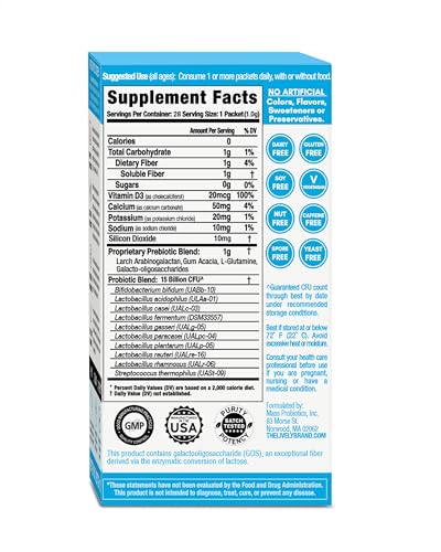 GoLIVE PROBIOTIC + PREBIOTIC SYNBIOTIC POWDER BLEND, Flavorless/Sugarless,for Women, Men & Kids For Better Gut Health,Digestion,Metabolism,Immunity, 10B-50B CFUs, Bimuno GOS+Vitamin D3+L-glutamine