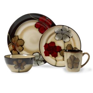 pfaltzgraff painted poppies 16-piece stoneware dinnerware set, service for 4