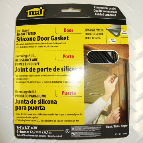 MD Building Products 68668 1/2-Inch by 20-Feet Black Silicone Door Seal