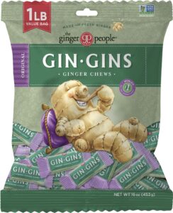 gin gins original chewy ginger candy by the ginger people® - anti-nausea and digestion aid, individually wrapped healthy candy - original ginger flavor, large 1 lb bag (16oz) - pack of 1