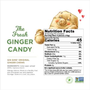 GIN GINS Original Chewy Ginger Candy by The Ginger People® - Anti-Nausea and Digestion Aid, Individually Wrapped Healthy Candy - Original Ginger Flavor, Large 1 lb Bag (16oz) - Pack of 1