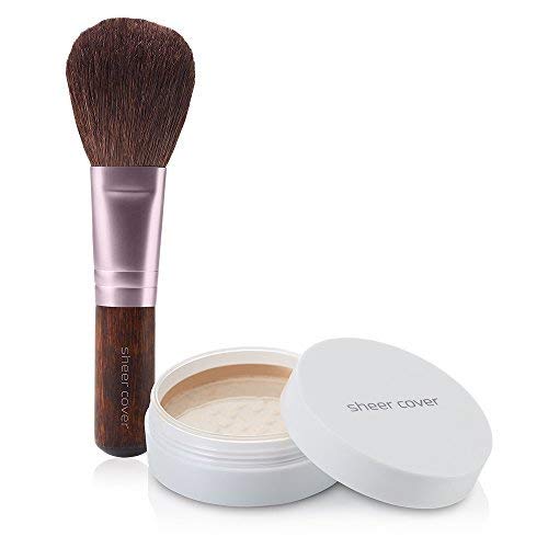 Sheer Cover Perfect Shade - Mineral Foundation Makeup Kit w Free Foundation Brush - Medium Shade - Foundation Powder Makeup and Mineral Makeup, Best Full Coverage Foundation 4 Grams