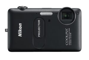nikon - coolpix s1200pj black 14.1-megapixel zoom digital camera with built-in projector